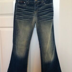 LEI Western Blue Corduroy Distressed Jeans Size 8